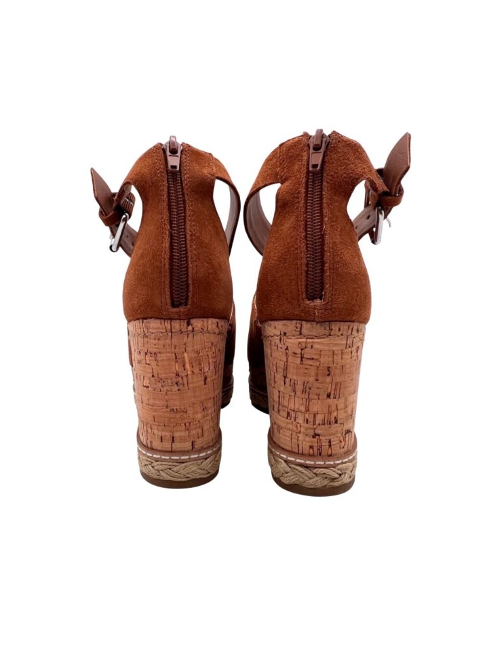 Dolce Vita Wedge Espadrille Sandals Brown Suede Open Toe Size 9 Cork & Jute Rope - Picture 8 of 13